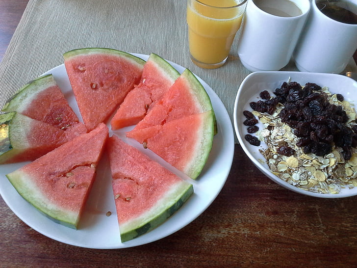 frokost, helse, vannmelon, juice