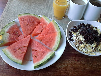 아침 식사, 건강, 수 박, 주스