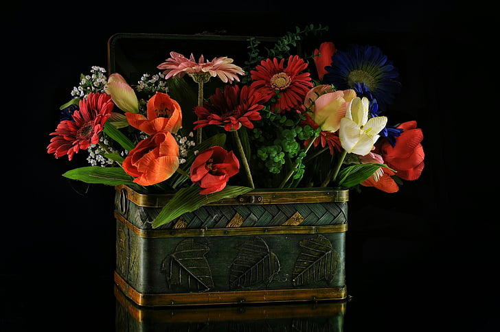 τριαντάφυλλο, τουλίπες, χρώμα, μπουκέτο, λουλούδια, βάζο, λουλούδι