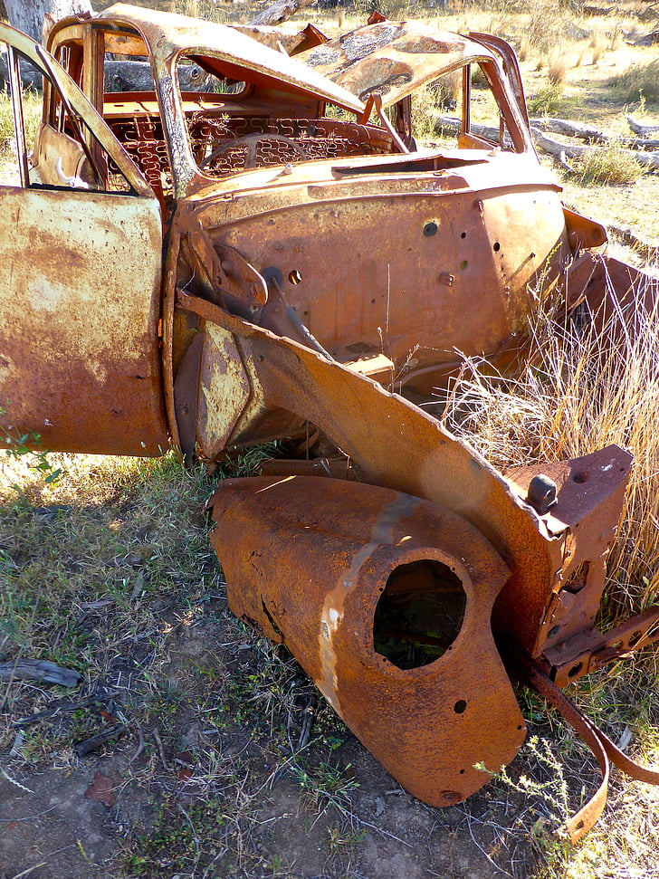 wreck, rusty, vehicle, weathered, abandoned, broken, car