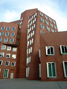 moderna, arkitektur, Düsseldorf, kontorsbyggnad, byggnad, fasad, skyskrapa