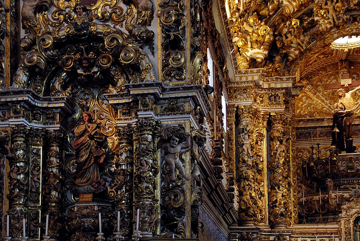 brazilwood, Bahia, Sao francisco, Biserica, Altarul, decor, Doré