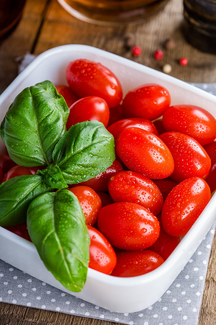 tomatid, köögiviljad, toidu, punane, saagi, suvel, rohelised