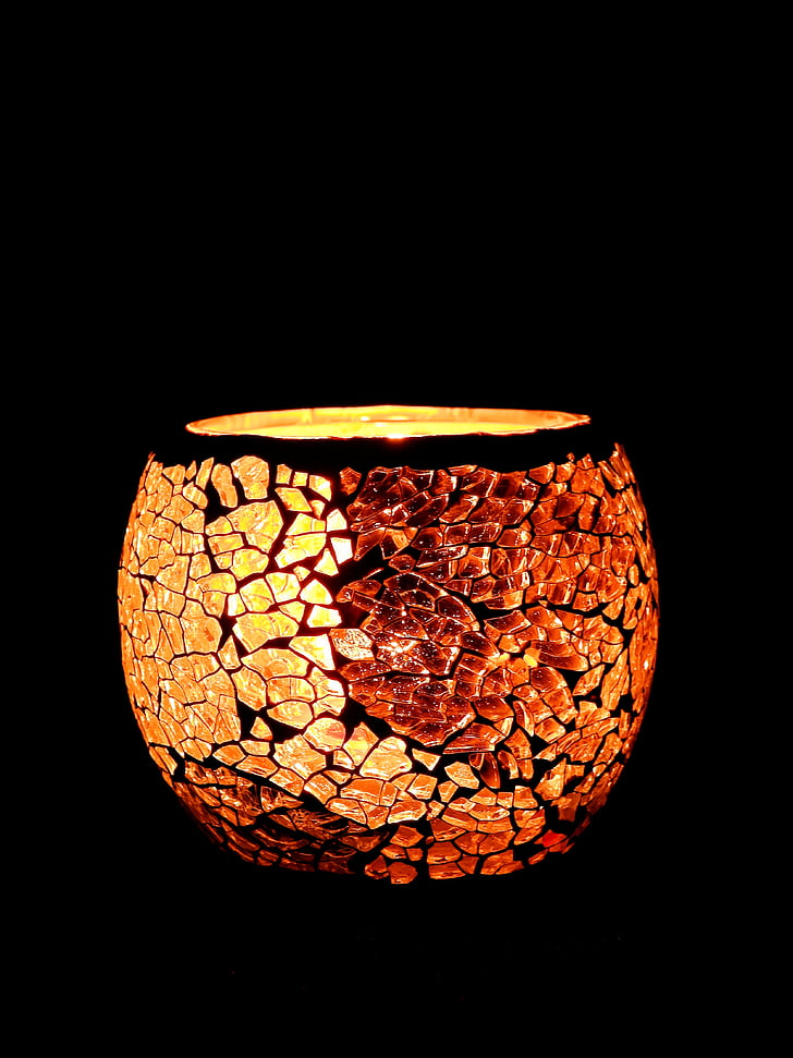 candle, tealight, vessel, candlelight, light, decoration, background