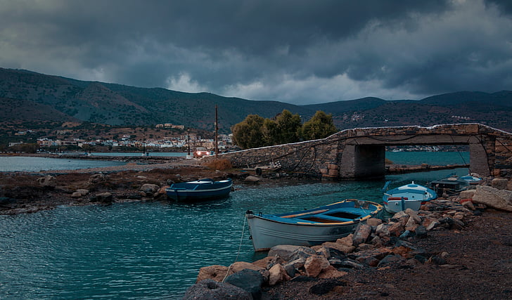 Ελλάδα, abendstimmung, βάρκες με κουπιά, στη θάλασσα, ηλιοβασίλεμα, ουρανός, Ενοικιαζόμενα