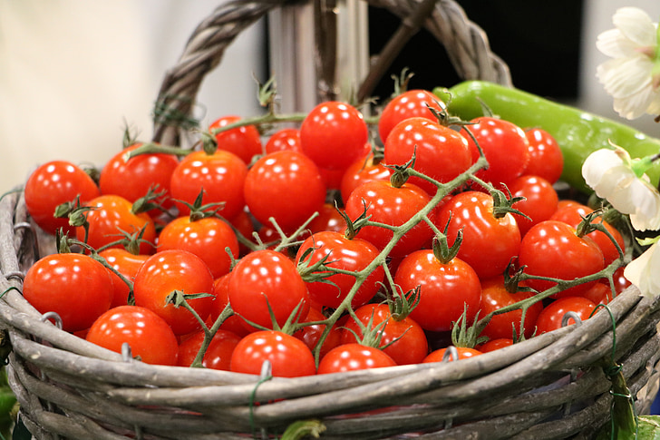produtos hortícolas, comida, comer, saudável, tomate, vermelho, vitaminas