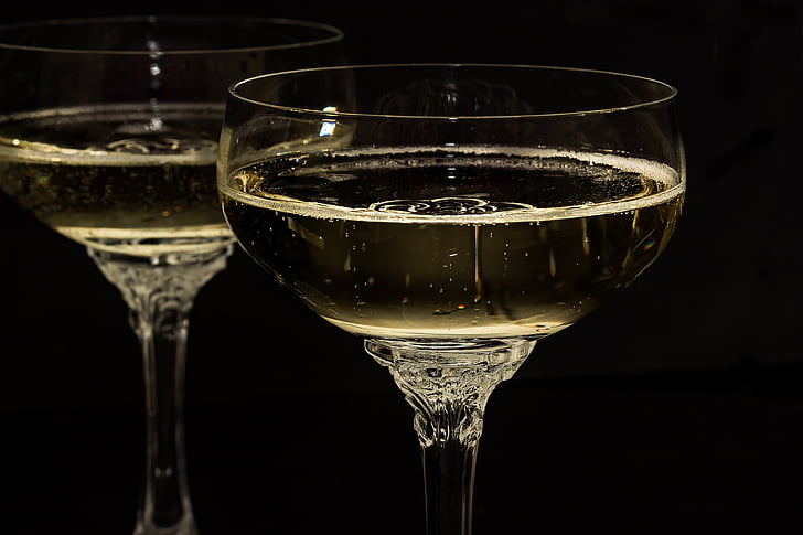 glass champagne, champagne, briller, drikke, alkohol, musserende vin, nyttårsaften