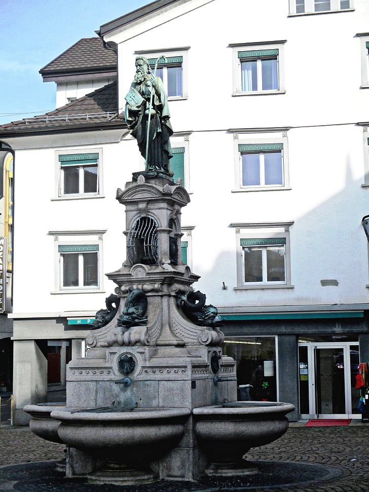 springvand, Jacob's godt, skulptur, Town center, Rorschach, Schweiz