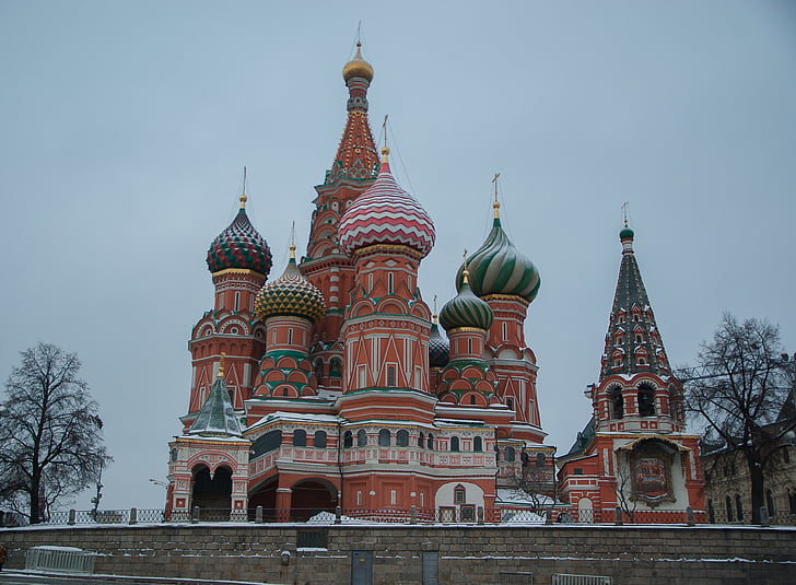 Moskva, světec basil's cathedral, othodoxe, Rudé náměstí, Architektura, Historie, obloha