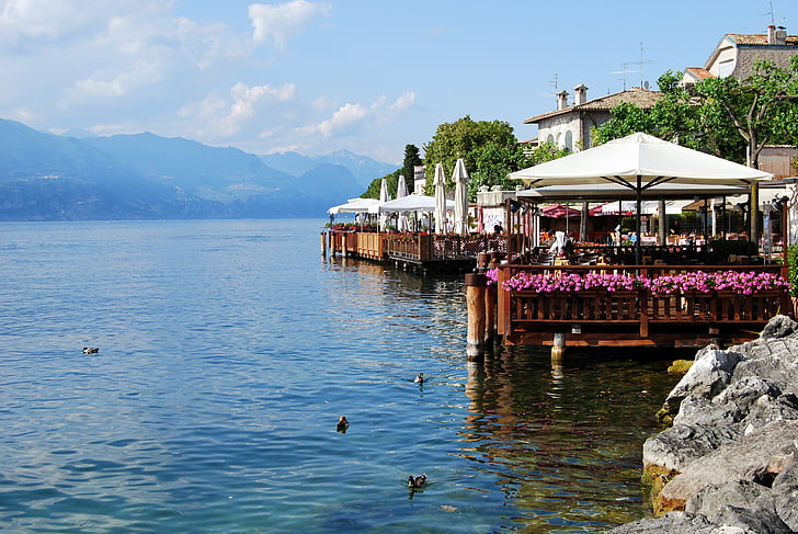torni Benaco, Lake, Garda, Restoran, Itaalia, vee