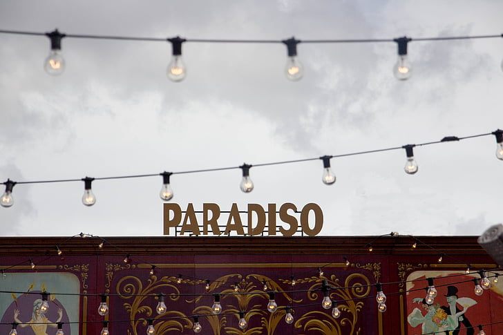 paradiso, signage, top, brown, wooden, building, still