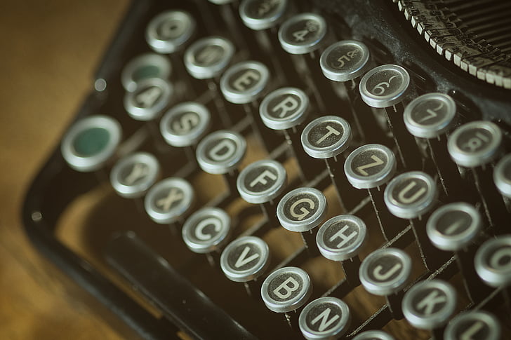 lletres, vell, màquina d'escriure, anyada, antiquat, d'estil retro, Alfabet