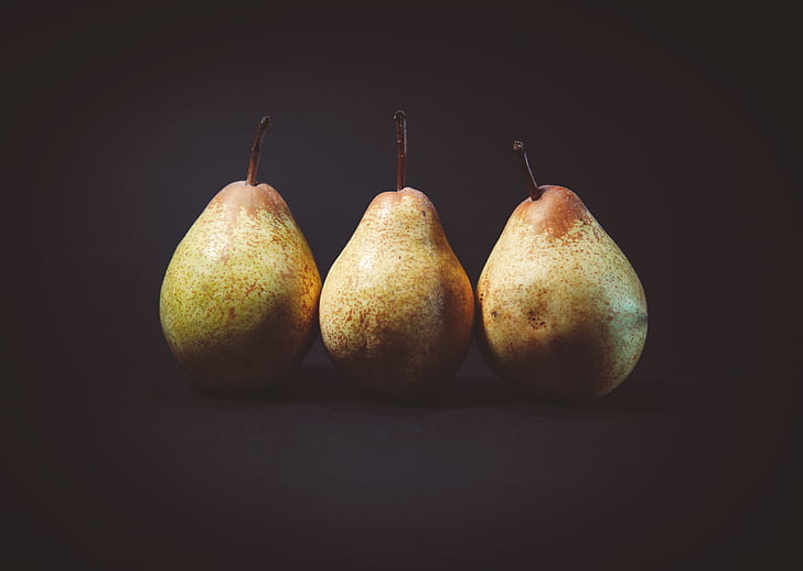 three, pear, fruit, photo, food, eat, fruits