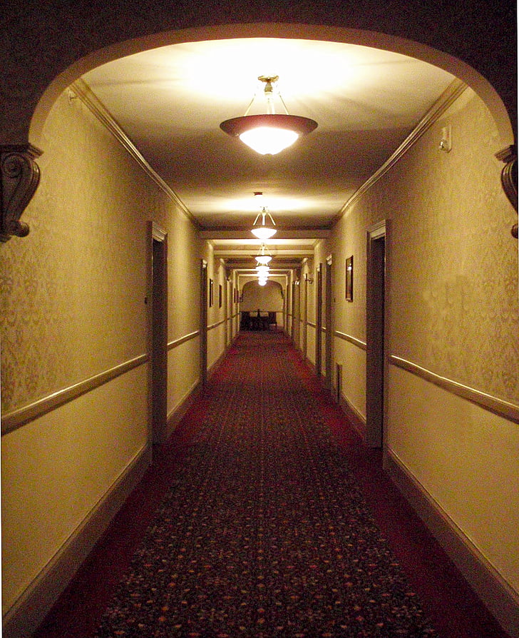 korytarz, ścieżka, tunel, światło, wejście, ciemne, przejście