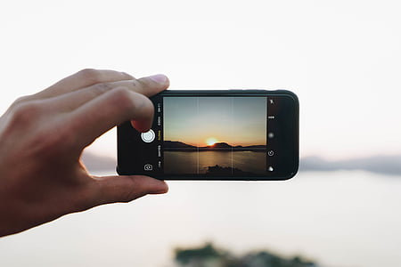 person, taking, picture, sunset, photography themes, human hand, photographing