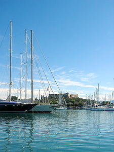 Antibes, Porto, barco à vela, mar