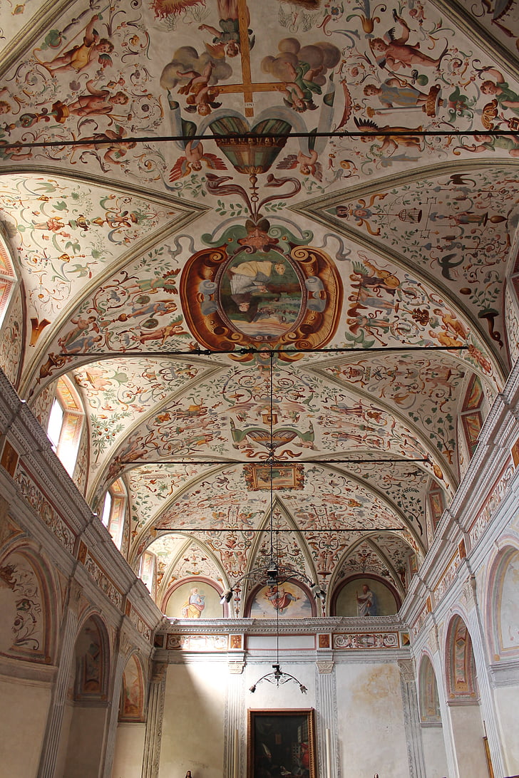 Pavia, templom, Sant agostico, a sekrestye, idő, freskók, építészet