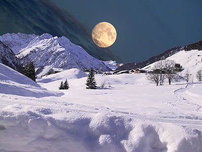 l'hivern, nit, nit d'hivern, fred, neu, fotografia de nit, llum