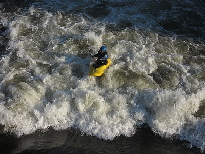 kayak, paddle, white water, sport, water sports, foam, river