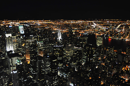 nové, York, Manhattan, Panorama, město, Chrysler budovy, Architektura