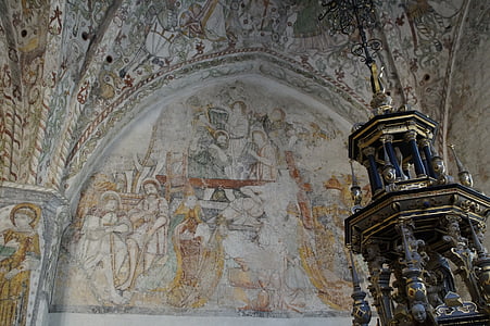 samba, kirik, Usk, värvitud, maali, keskajal, hoone