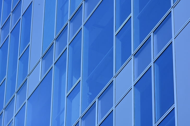 Windows, blå, glass, bygge