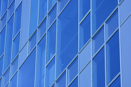 Windows, azul, vidro, edifício