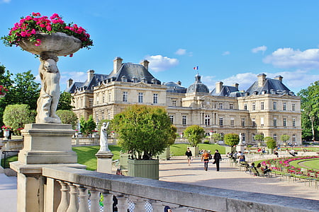 Παρίσι, Γαλλία, ορόσημο, ουρανός, σύννεφα, Jardin du, Λουξεμβούργο
