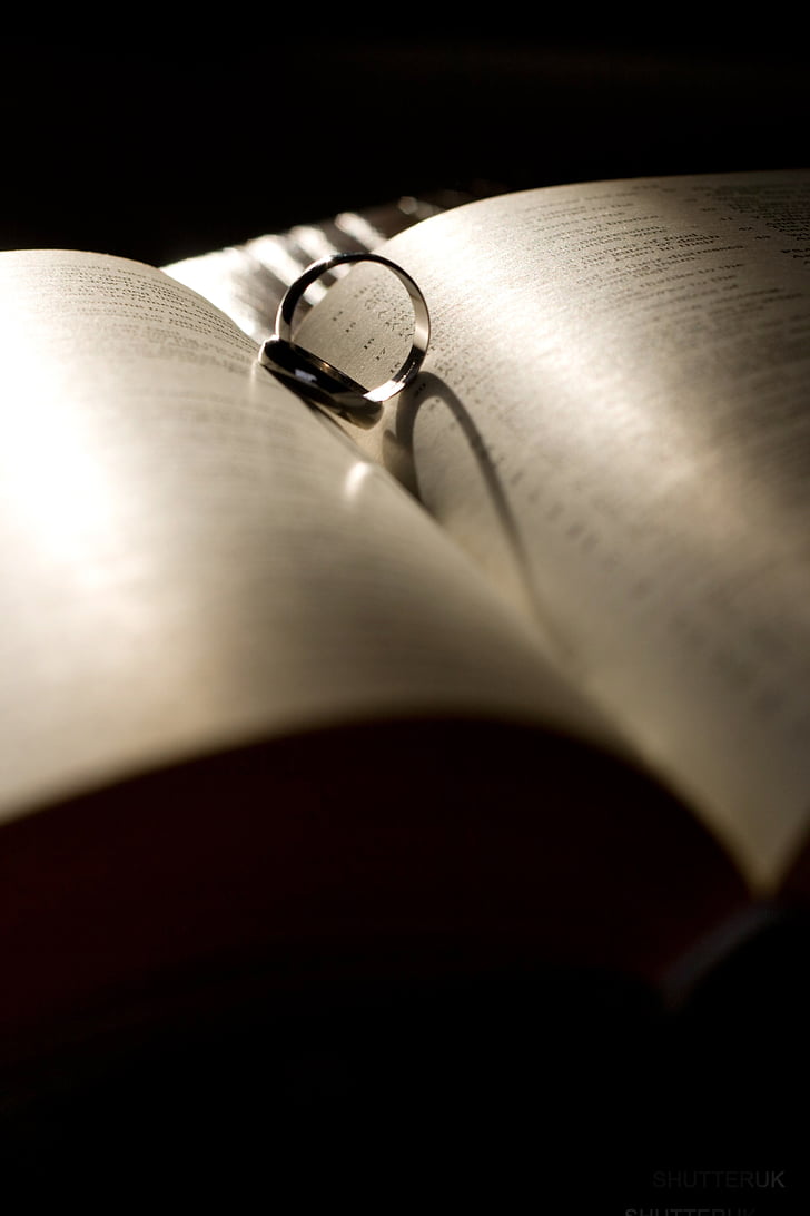 Prsten, Svatba, manželství, zlato, žlutá, kniha, Láska