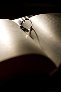 anell, casament, matrimoni, or, groc, llibre, l'amor