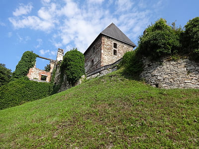 ruína, Áustria, Castelo, paisagem