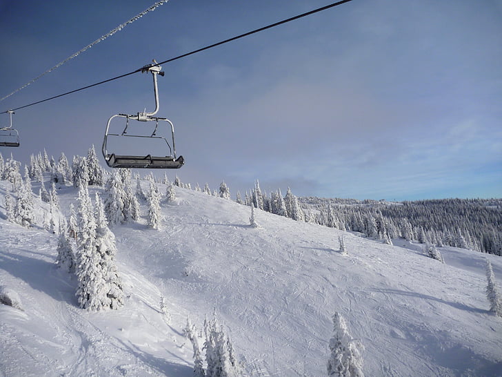 alpine skiing, canada, winter, mountain, chair lift, snow