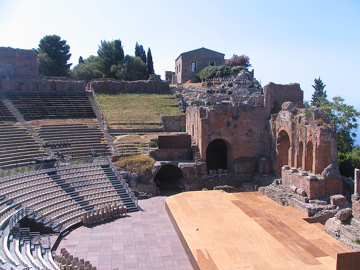 kreikkalaiseen teatteriin, Taormina, Sisilia, Italia