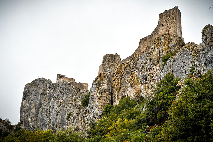 peyrepertuse, средновековна, замък, катарите, високо-cobières, средновековна крепост, запази