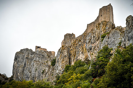 Peyrepertuse, medeltida, slott, Cathar, hög-cobières, medeltida slott, hålla