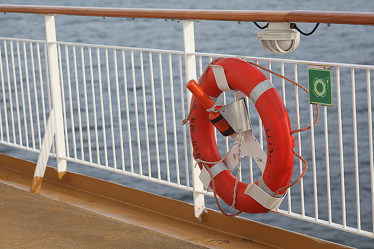 säkerhet första, på bord, sjöfart, säkerhet, livbälte, Orange, Rescue