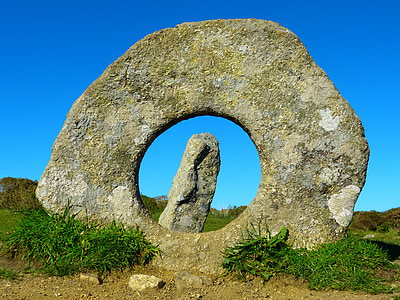 män-en-tol, tegel, Cornwall, södra körtel, granit, megalithformation, menhir