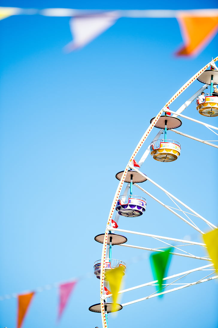 wit, Ferris, wiel, hemel, Big wheel, reuzenrad, amusement park