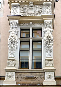 Sachsen, Dresden, vindue, ornamenter, arkitektur, bygning, dekoreret