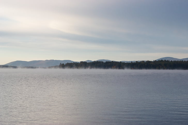 fog, foggy, haze, lake, nature, mountain, landscape