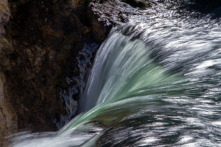 黄石国家公园, 较低的瀑布, 瀑布, 怀俄明州, 美国, 峡谷, 议案