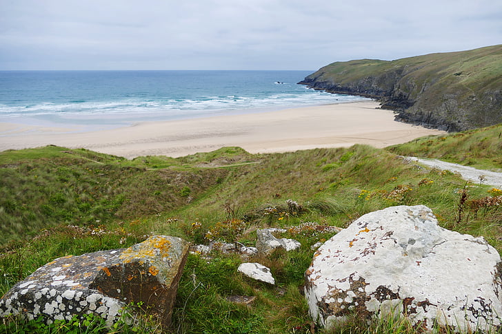 Penhale sands, Cornwall, landschap, Bay, blauw, Groot-Brittannië, Britse