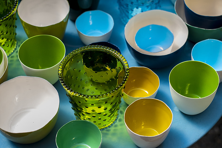 bowl, porcelain, glass, henkel, stack, paint, tableware
