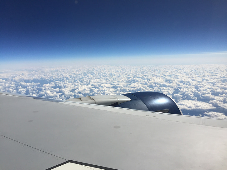airplane, wing, clouds, sky, plane, travel, air