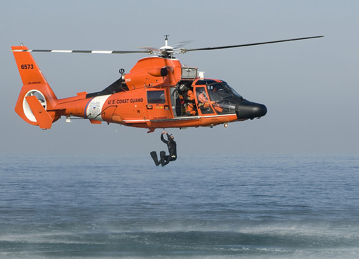 pakrančių apsaugos tarnybos mokymo, misija, Pratimai, vandenyno, gelbėjimo, Sraigtasparnis, helo