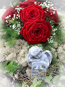 czerwony, róże, Róża, Anioł, Symbol, miłość, Dzięki