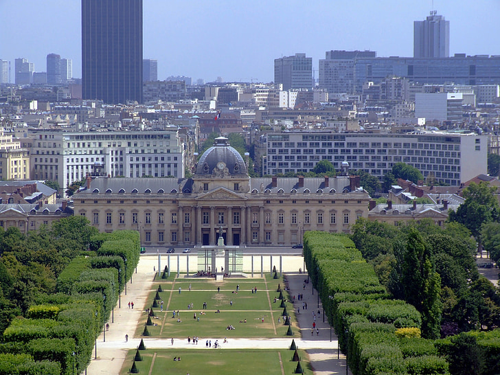 Parijs, Frankrijk, gebouwen, Plaza, bomen, skyline, stadsgezicht