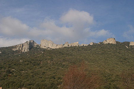 château de peyrepertuse, rock, castle, mountains, france, history, cloud