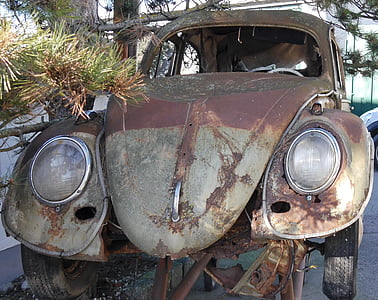 vw beetle, volkswagen, vw, scrap car, scrap, sheet, rusted