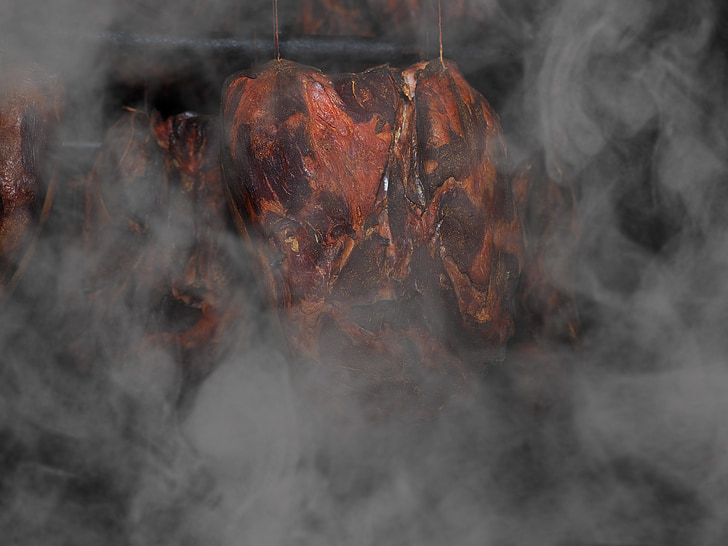 údené mäso, šunka, údená šunka, dym, jesť, jedlo, mäso